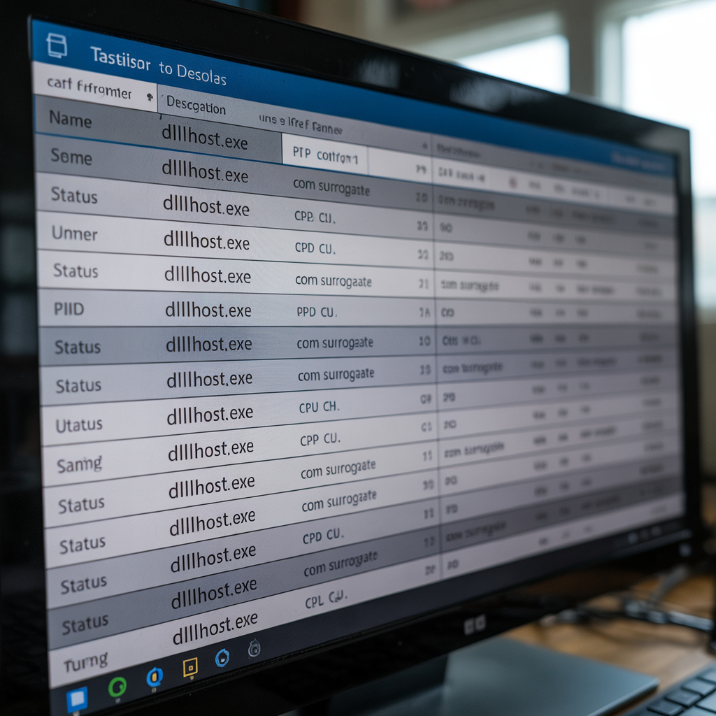 Multiple COM Surrogate dllhost.exe instances displayed in Windows Task Manager Details view