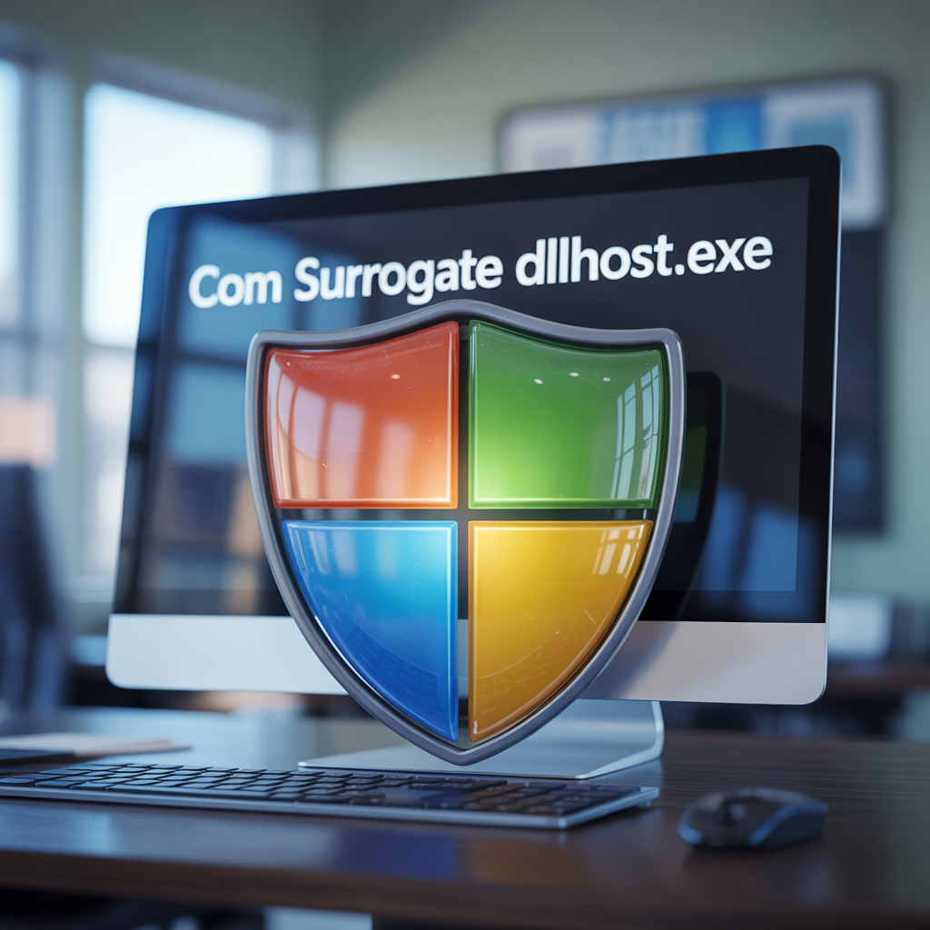 Windows security shield icon representing safe COM Surrogate dllhost.exe process protection