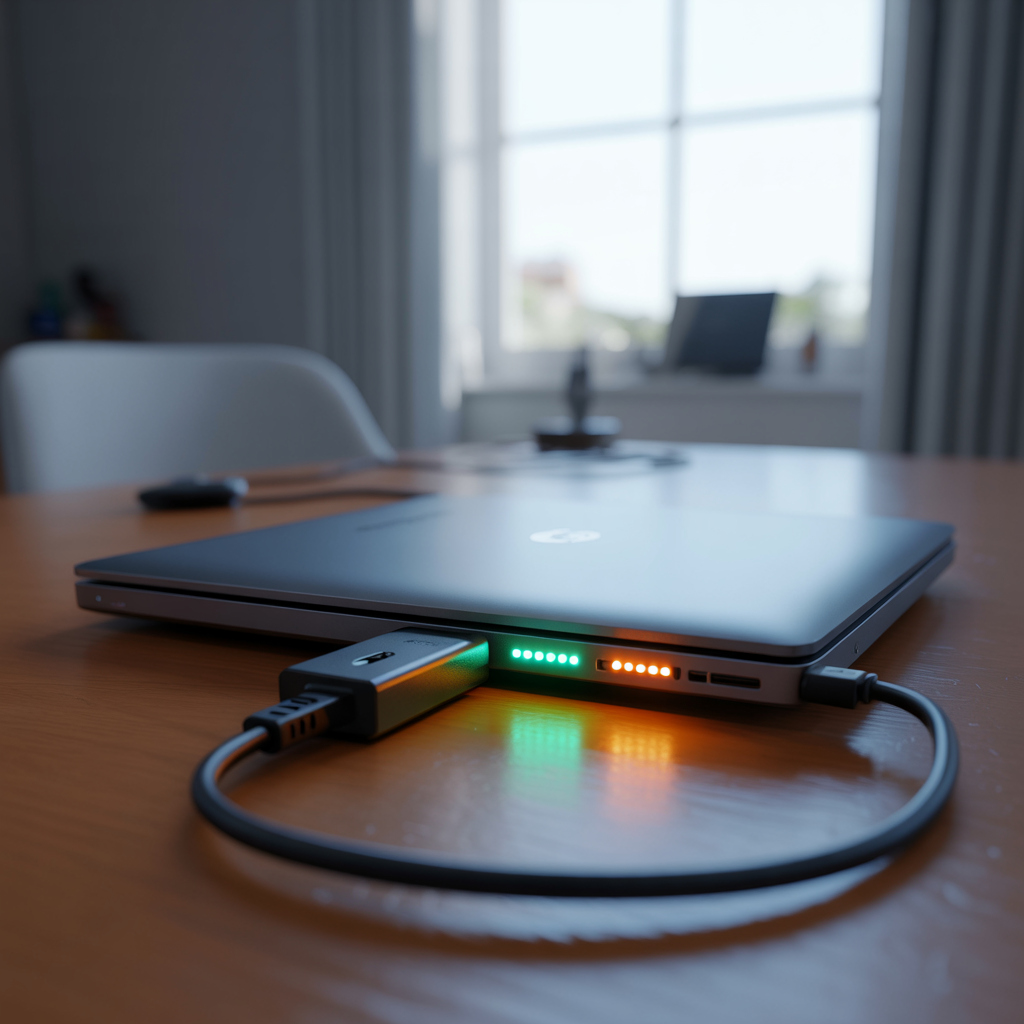 Chromebook not turning on connected to charger with LED indicator lights showing power status