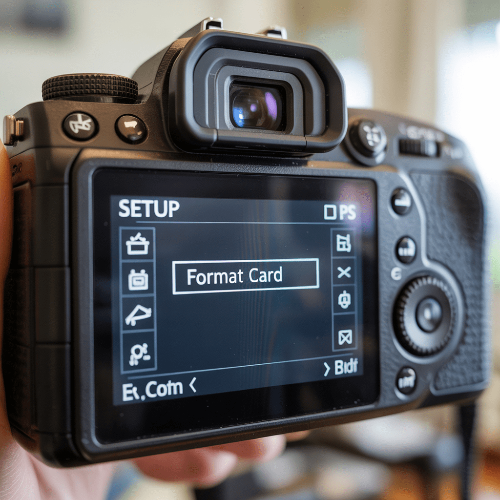 Camera LCD displaying Format Card option in setup menu