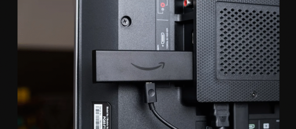Amazon Fire Stick device connected to a TV 