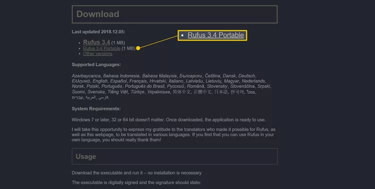 Downloading Rufus on windows