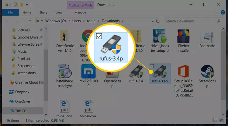 Opening Rufus on PC
