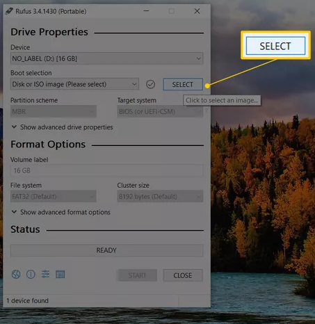 After selection press the select button