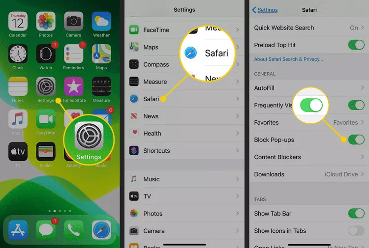 Image showing built in Safari pop up blocker