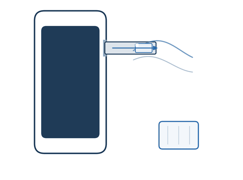 Illustration of a SIM tray being removed from a phone to dry separately, next to a soft cloth