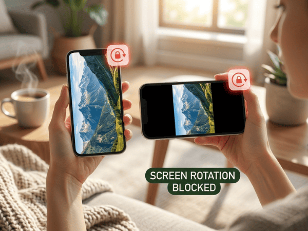 iPhone portrait orientation lock preventing photo auto-rotation sideways.
