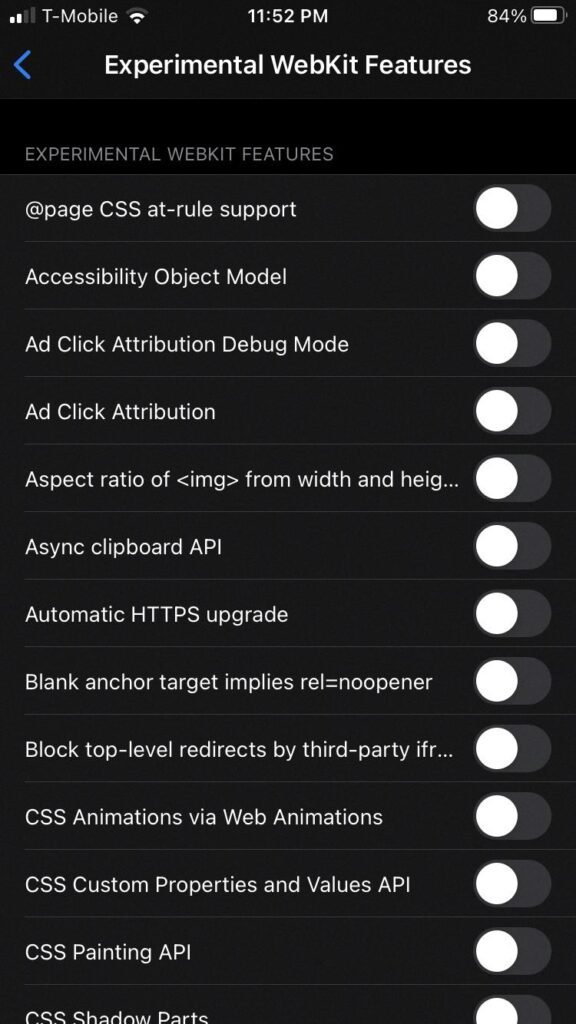 Which Experimental Webkit Features Should Be Turned On?