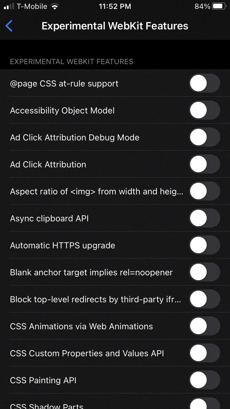 Which Experimental Webkit Features Should Be Turned On?