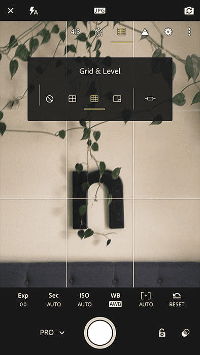 Adobe Lightroom mobile camera and photo editing interface