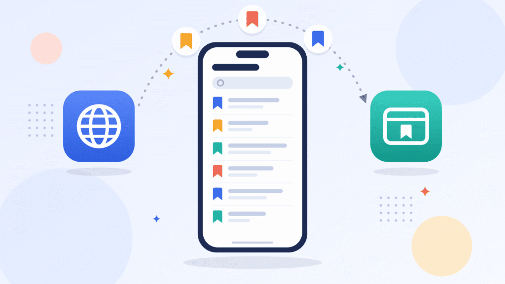 Illustration of bookmarks moving from Safari to Chrome on an iPhone