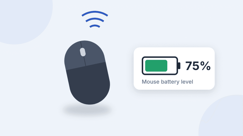 Wireless mouse with a battery indicator showing 75% charge